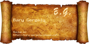 Bary Gergely névjegykártya